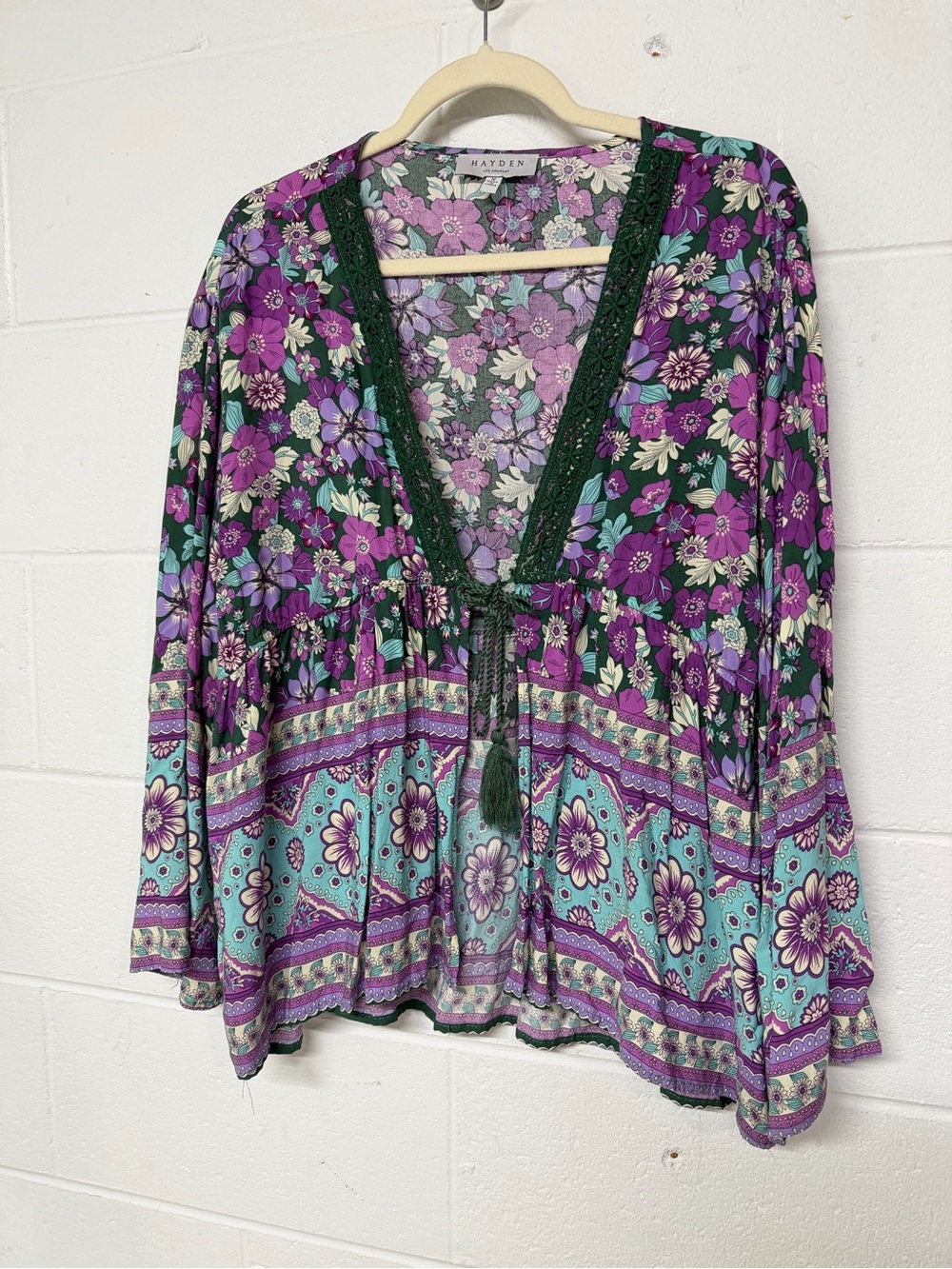Hayden Purple & Teal Floral tie front Top